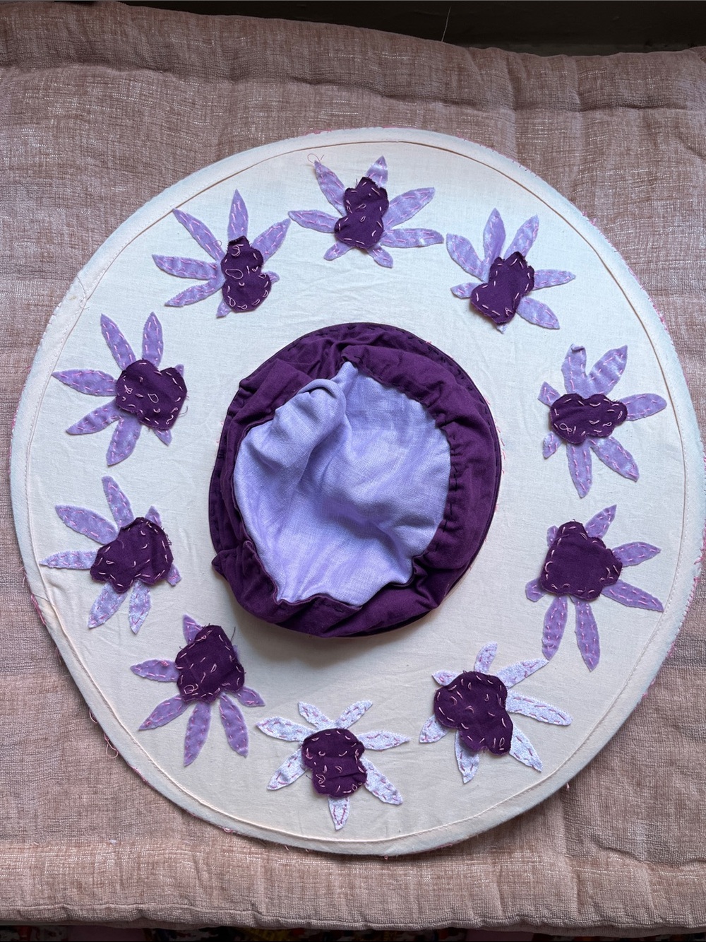 MARY JANE HAT FESTIVAL SUN POP UP FOLD UP GANJA PURPLE PINK CLOTH FABRIC
